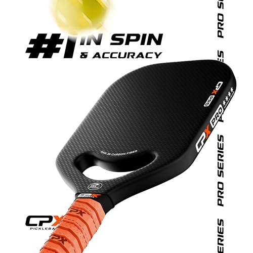 CPX Pro Carbon Fiber Pickleball Paddle - Professional Grade, Matte Finish, 19mm Honeycomb Core, Tennis Style Grip - Edgeless Paddle Designed in Chicago, USA (White)