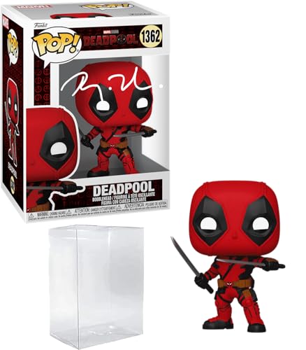 Ryan Reynolds Deadpool 3#1362 Facsimile Signed Reprint Laser Autographed Funko POP! Movies Marvel Universe Figurine with Protector Case