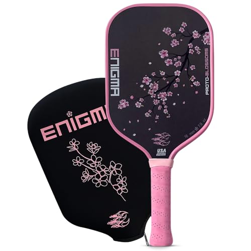 Enigma Pickleball Proto-Blossom Pickleball Paddle, Thermoformed Raw Carbon Fiber Pickleball Paddle with 16mm Honeycomb Polymer Core, Enhanced Power Control and Maximum Spin, USA Pickleball Approved