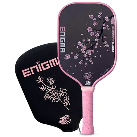 Enigma Pickleball Proto-Blossom Pickleball Paddle, Thermoformed Raw Carbon Fiber Pickleball Paddle with 16mm Honeycomb Polymer Core, Enhanced Power Control and Maximum Spin, USA Pickleball Approved