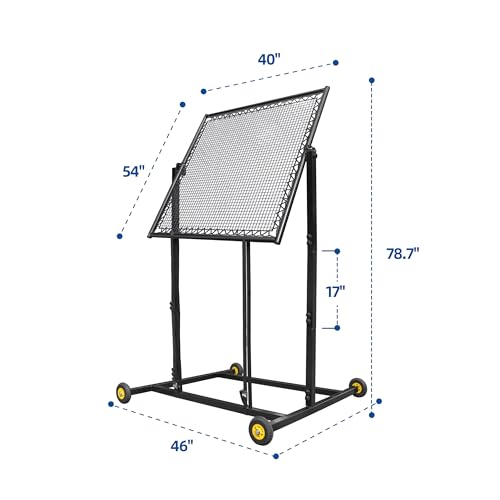MR Height Adjustable Rebounder, Portable Sports Bounce Back Net, Adjustable Angle Pitch Back Return Net, Rebound Wall for Lacrosse, Baseball, Softball, Soccer, Football, Basketball, Volleyball, Tennis