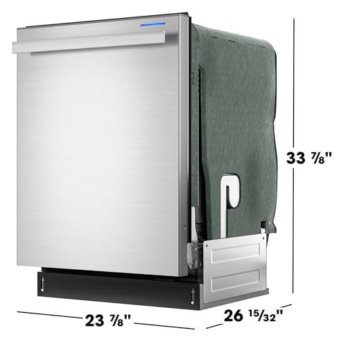 SHARP SDW6757ES Slide-In Dishwasher, Stainless Steel Finish, 24" Wide, Soil Sensors, Premium White LED Interior Lighting, Smooth Glide Rails, Heated Dry Option, Responsive Wash Cycles, Power Wash Zone