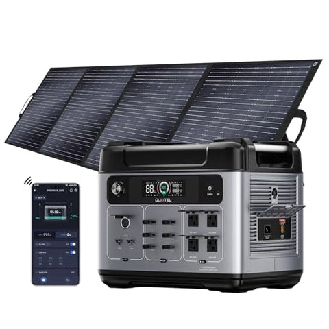 OUKITEL P2001 Plus 2400W Power Station with 200W Solar Panel, 2048Wh Solar Generator with 4 AC Outlets (5000W Peak), 1.5H Full Charging, APP Control Battery Backup for Home, Camping & RVs