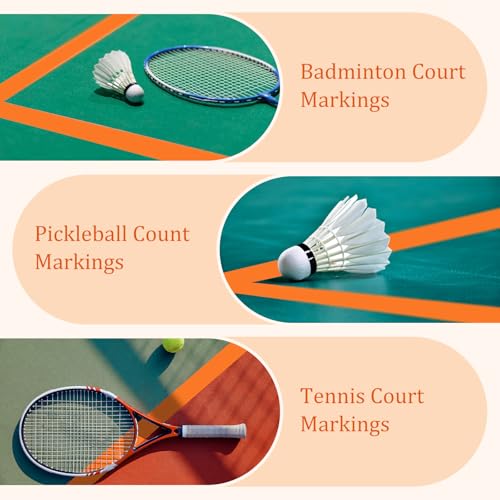 AEXHOT 328FT Pickleball Court Marking Kit Orange Temporary Pickleball Court Lines Tape for Badminton, Tennis, Basketball, Pickleball Court Marking (Orange)