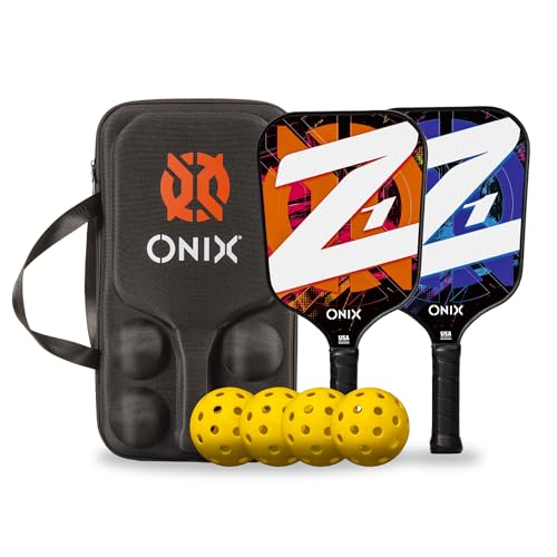 Onix Pickleball Z1 Starter Kit Includes Two Z1 Paddles, Four Fuse Pickleballs in Easy to Carry Case