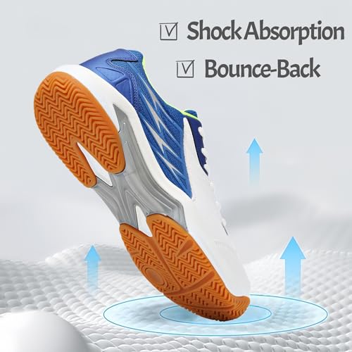 RBEUT Men's Pickleball Shoes - Tennis & Racquetball Anti-Slip Court Sneakers - Breathable Cushioned Blue