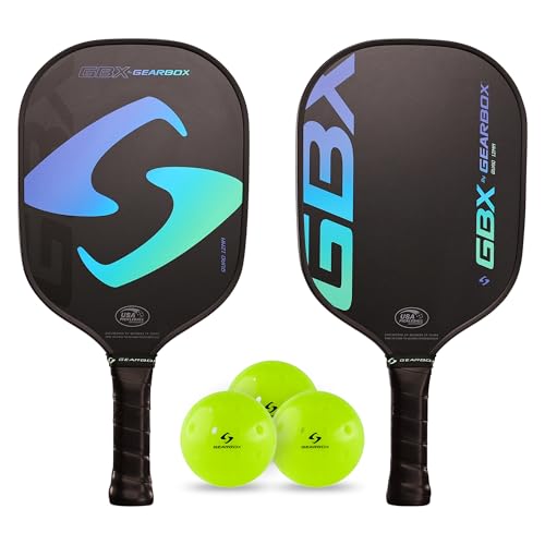 Gearbox GBX 2 Paddle Kit - Quad 12mm Pickleball Paddle – Fiberglass Face, Textured Surface, PU Molded Handle – Lightweight, Forgiving, High Spin Control – Ideal for Beginner & Intermediate Players