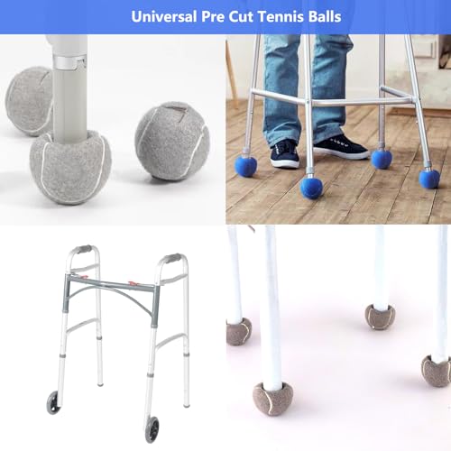 ZUJEAM Tennis Balls for Walkers, Pre Cut Walker Glide Balls for Chairs, Desks, Furniture Legs and Floor Protection, Heavy Duty Long Lasting Felt Pad Glide Coverings - 4PCS Gray