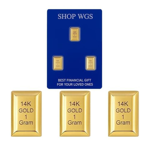 SHOP WGS (Set of 3-3 Gram 1 Gram Each Gold Bar 10K & 14K Yellow Gold Bullion Gold Bars for Collectible & Value Storage Gifts for Him & Her (14K Gold, Pack of 4)