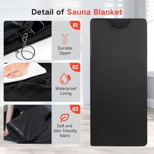RRGFB Infrared Sauna Blanket for Home, Low EMF Carbon Crystal Heating, Portable Dry Sauna Bag for Relaxation, Detoxification, 5.9ft×2.6ft