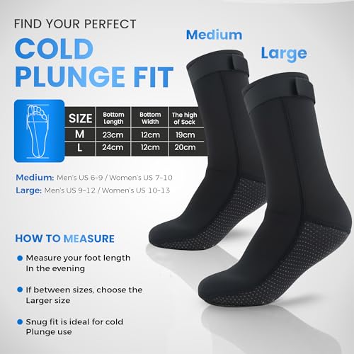 Cold Plunge Socks for Ice Bath Recovery – 3mm Neoprene Thermal Booties, Non-Slip Water Socks for Ice Bath, Cold Therapy, Sauna, Surf & Swim – Keep Feet Warm, Reduce Pain, Enhance Recovery (Large)