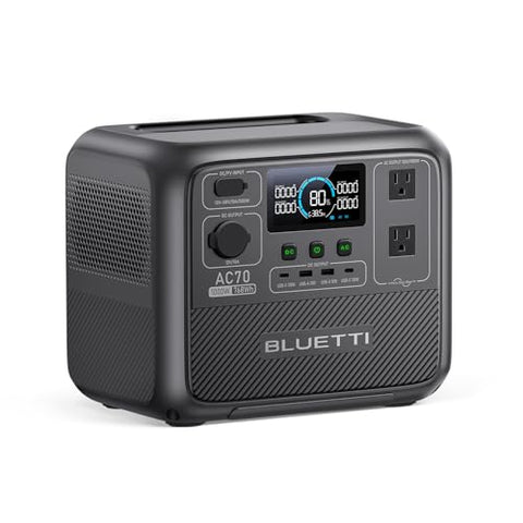BLUETTI AC70 Portable Power Station, 768Wh Solar Generator w/ 2 1000W AC Outlets (Power Lifting 2000W), 100W Type-C, LiFePO4 Battery Backup for Road Trip, Off-Grid, Power Outage (Solar Panel Optional)
