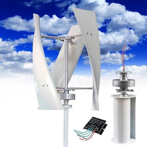 16000W Vertical Wind Turbine Generator Kit - 12V/24V/48V/110V/220V, 3 Blades, Auto Windward Adjustment, Ideal for Off-Grid Homes, Boats, and Gazebos