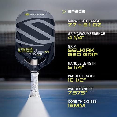 Selkirk Sport Vanguard Power Air Pickleball Paddles | Carbon Fiber Pickleball Paddle | 360 Proto Molding & Flexfoam Perimeter | Designed for Ultimate Power & Control | Epic | Shadow Gray