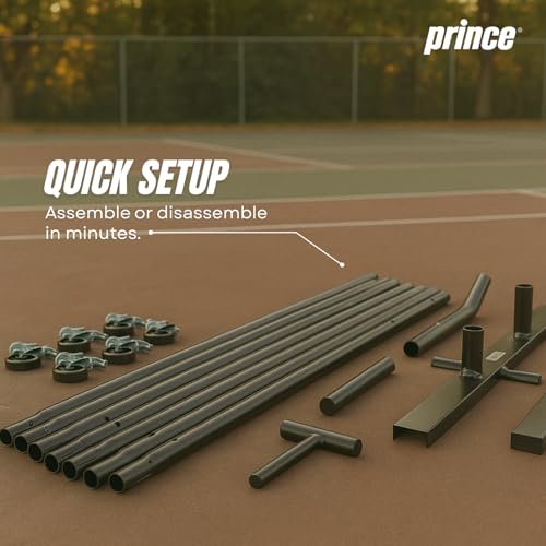 Prince - Full Court Pickleball Net + Wheels, Easy to Transport, Ideal for Setting Up Courts Anywhere (Blue)