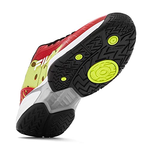 Fila Men’s Volley Zone Pickleball Shoes, Red/Black/Safety Yellow (US Men's Size 11.5)