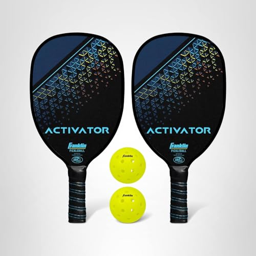 Franklin Sports Activator Pickleball Paddle and Ball Set - (2) Wooden Rackets + (2) X-40 Balls - 2 Player Paddle Set - USA Pickleball (USAPA) Approved
