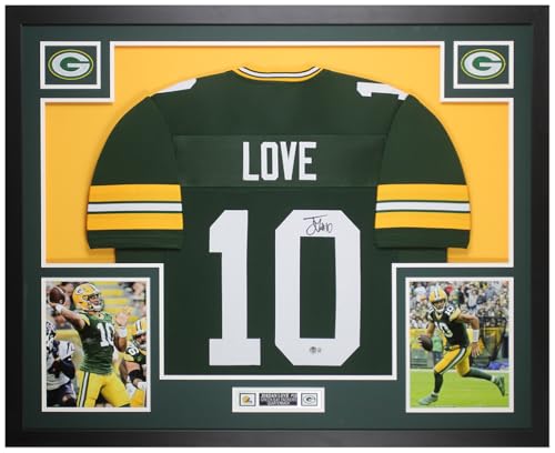 Jordan Love Autographed Green Green Bay Jersey - Beautifully Matted and Framed - Hand Signed and Certified Authentic by Beckett