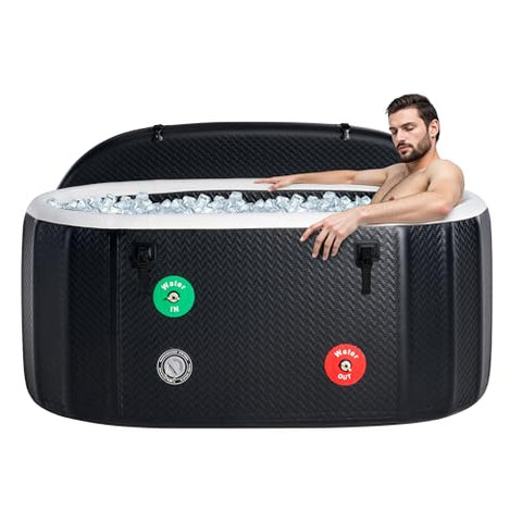 Albott Inflatable Cold Plunge Tub for Athletes, Ice Bath Tub with Insulated Lid Non-Slip Mat, Water Chiller Compatible, Portable for Outdoor & Indoor Recovery, 150 Gal, 59"L x 32"W x 28"H