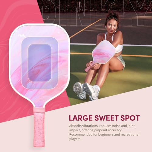 Dinkly Pickleball Paddles Set of 2 - USAPA Approved Graphite/Fiberglass Pickleballs Racket, 2 Paddles, 4 Balls, 1 Protable Carry Bag, Pickle Ball Set for Men Women, Aurora Stream