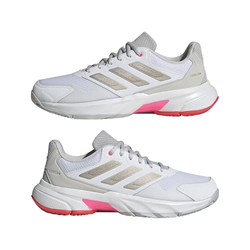 Adidas Womens Courtjam Control 3 Tennis, White/Iron Metallic/Lucid Red, 11.5