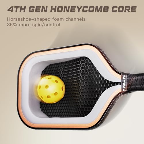 YVmove T800+3K Carbon Fiber Pickleball Paddle with 16mm V-Sonic IV Dynamic Core, Premium Pickle Ball Racket with Enhanced Control & Ultimate Spin, USAPA Approved