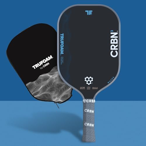 CRBN Pickleball - TruFoam Waves Paddle - Elongated - Carbon Fiber Pickleball Paddle - 100% Foam Core Designed for Maximum Power, 14mm