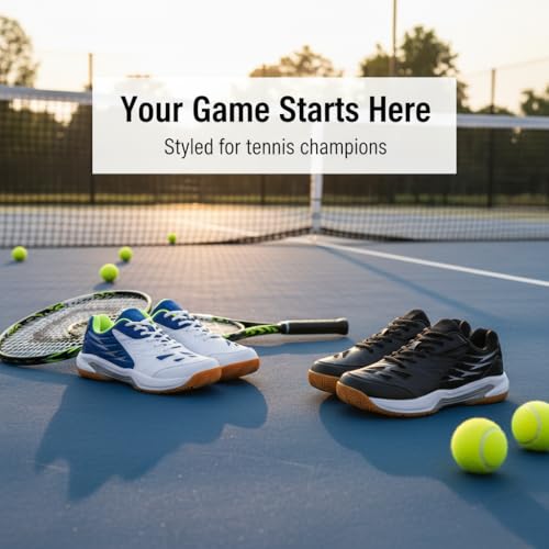 RBEUT Men's Pickleball Shoes - Tennis & Racquetball Anti-Slip Court Sneakers - Breathable Cushioned Blue