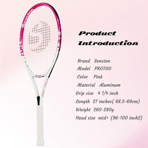 Senston 27 inch Tennis Racket for Adults 1 Pack Tennis Racket Set Tennis Overgrip, Vibration Damper
