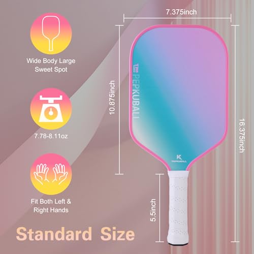 Pink Pickleball Paddles for Women T700 Carbon Fiber Pickleball Paddle Set - Lightweight & Durable Rackets with Comfort Grip, Includes 1 Paddle Cover,1 Grip Tape, for Indoor/Outdoor (Carbon Pink)