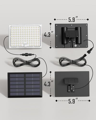 SUPERDANNY Solar Outside Lights with 113 Bright LEDs 7000K, Motion Sensor Outdoor Flood Lights Dusk to Dawn with 16ft Cable IP65 Waterproof, Security Light for Garden Barn Porch 2 Pack