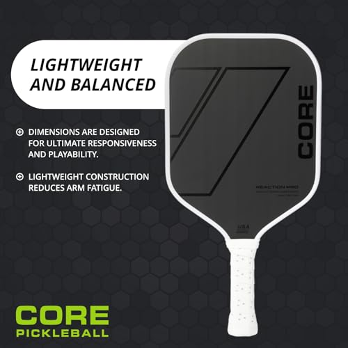 CORE Carbon Fiber Pickleball Paddle MX-1000 with Cover 16mm - USAPA Approved - Cushioned Comfort Grip with Honeycomb Polymer - Superior Spin Control - Beginners & Intermediate Players