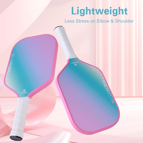 Pink Pickleball Paddles for Women T700 Carbon Fiber Pickleball Paddle Set - Lightweight & Durable Rackets with Comfort Grip, Includes 1 Paddle Cover,1 Grip Tape, for Indoor/Outdoor (Carbon Pink)