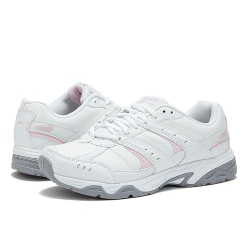 Avia Verge Womens Sneakers - Tennis, Court, Cross Training, or Pickleball Shoes for Women, 7.5 Wide, White with Light Pink