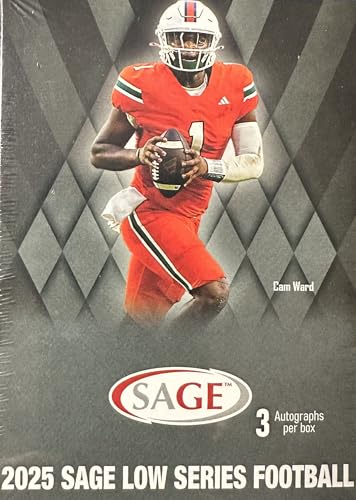 2025 Sage Football Draft Picks Series Blaster Box of Packs with 3 GUARANTEED AUTOGRAPHS and Rookie Cards Possibly Carson Beck, Drew Allar, Cam Ward and Many Others