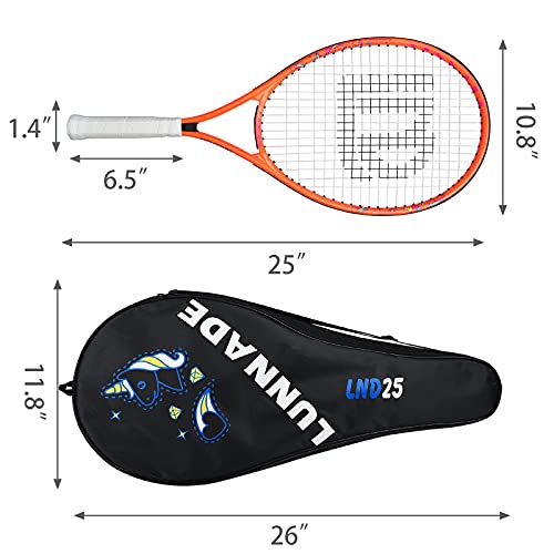 LUNNADE Tennis Racket for Kids Junior, 19/21/23/25 Inch Youth Tennis Racquet with Cover, Suitable for Beginner Boys and Girls Age 3-12