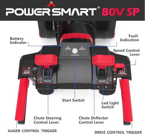 PowerSmart Cordless Electric Snow Blower, 24 Inch 80V Battery Powered Snow Thrower with LED Lights/Battery and Charger (Not Included)