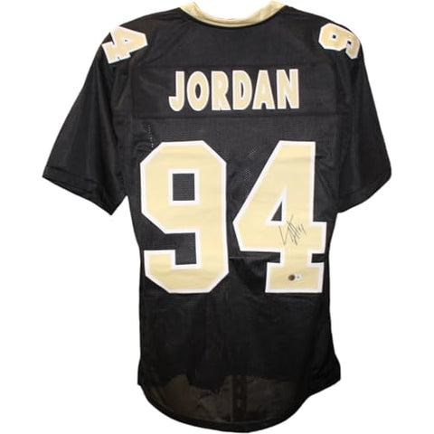Cam Jordan Autographed/Signed Pro Style Black XL Jersey Beckett Witness
