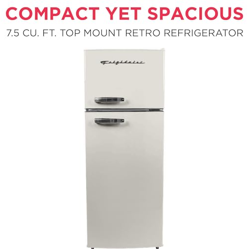 Frigidaire EFR753 Retro Apartment Size Refrigerator with Top Freezer - 2 Door Fridge with 7.5 Cu Ft of Storage Capacity, Adjustable Spill-Proof Shelves, Door & Crisper Bins, CREAM