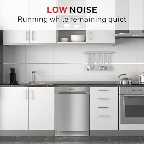 Honeywell 24 Inch Dishwasher with 12 Place settings, 7 Washing Cycles, Stainless Steel and Plastic Tub, UL/Energy Star- Stainless Steel