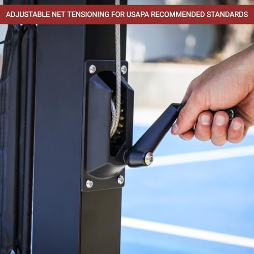 Dominator PRO MAX Black Portable Pickleball Net - Heavy Duty USAPA Compliant Portable Regulation Pickleball Net - Indoor/Outdoor Aluminum Rust Proof Frame w/Adjustable Net Tension & Locking Wheels