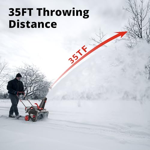 AMERISUN 21-Inch Snow Thrower 212cc Gas Snow Blower, Single-Stage, Recoil Start, 35ft Throw Distance, 180° Adjustable Chute, Lightweight Snow Removal for Driveway, Sidewalk & Patio