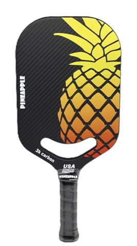 Pineapple Pickleball Paddle (Intermediate/Advanced Model) Elongated, edgeless, 3K Carbon Fiber Face, 16MM Thermoformed Honey Comb Core (Orange/Yellow)