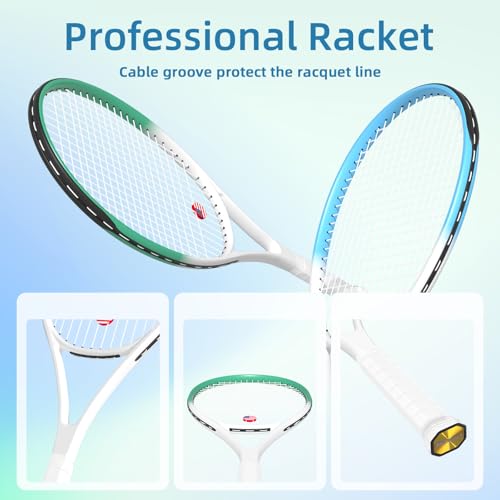WOED BATENS Adult 2 Player Tennis Racket, 27' Speed Racquet, Includes Balls, Overgrips, Bag, Vibration Damper, Cover