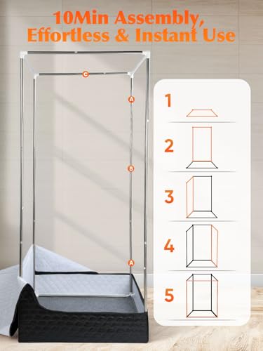 Portable Sauna Box for Home, Personal SPA Steam Sauna with 10 Min Fast Heating & 9 Levels Heat, Warm Sauna Tent with 3L/1200W Steamer, Folding Chair, Remote Control for Body Relaxation,32" x 32" x 71"