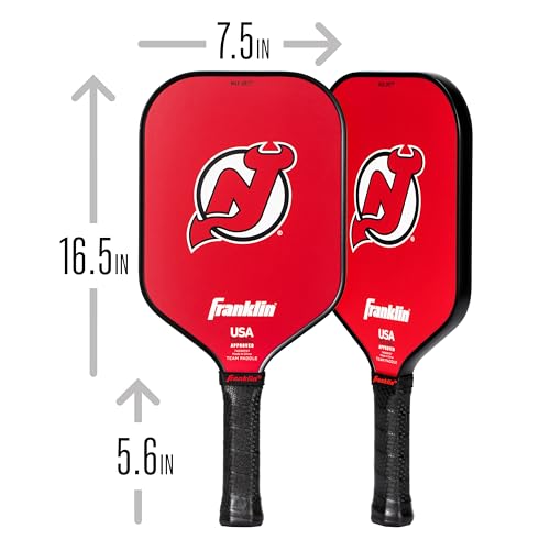 Franklin Sports NHL New Jersey Devils Pickleball Paddle - Official NHL Team Rackets - USAP (USAPA) Approved Premium Quality Pickleball Paddles - Authentic Team Logos + Colors
