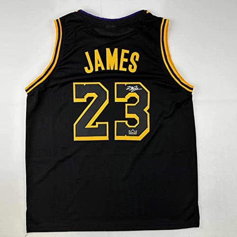Facsimile Autographed LeBron James #23 Los Angeles LA Black Mamba Reprint Laser Auto Basketball Jersey Size Men's XL