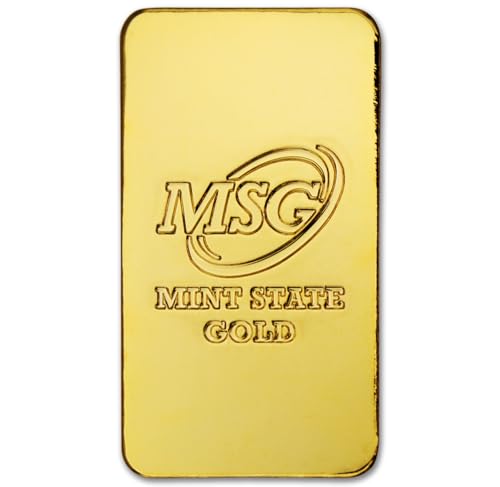 1 oz Gold Plated Bar (Flat Style) 18K Paperweight - Element Design with Certificate of Authenticity