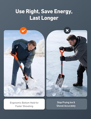 AstroAI 38.4" Folding Snow Shovel for Car, Extendable Snow Shovel with Thickened Aluminum Handle and Reinforced Iron Hinge, Portable and Multifunctional for Driveway, Cars, Camping and Mud, Grey