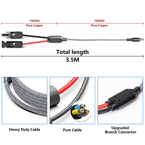 CASIMY DC 8mm/DC7909 Solar Generator Adapter Extension Cable to Solar Panel Renogy Ecoflow, for Jackery Explorer 500 1000 AIMTOM Rebel 440 BLUETTI EB3A AC180 EB70S Portable Power Station Backup 3.5M